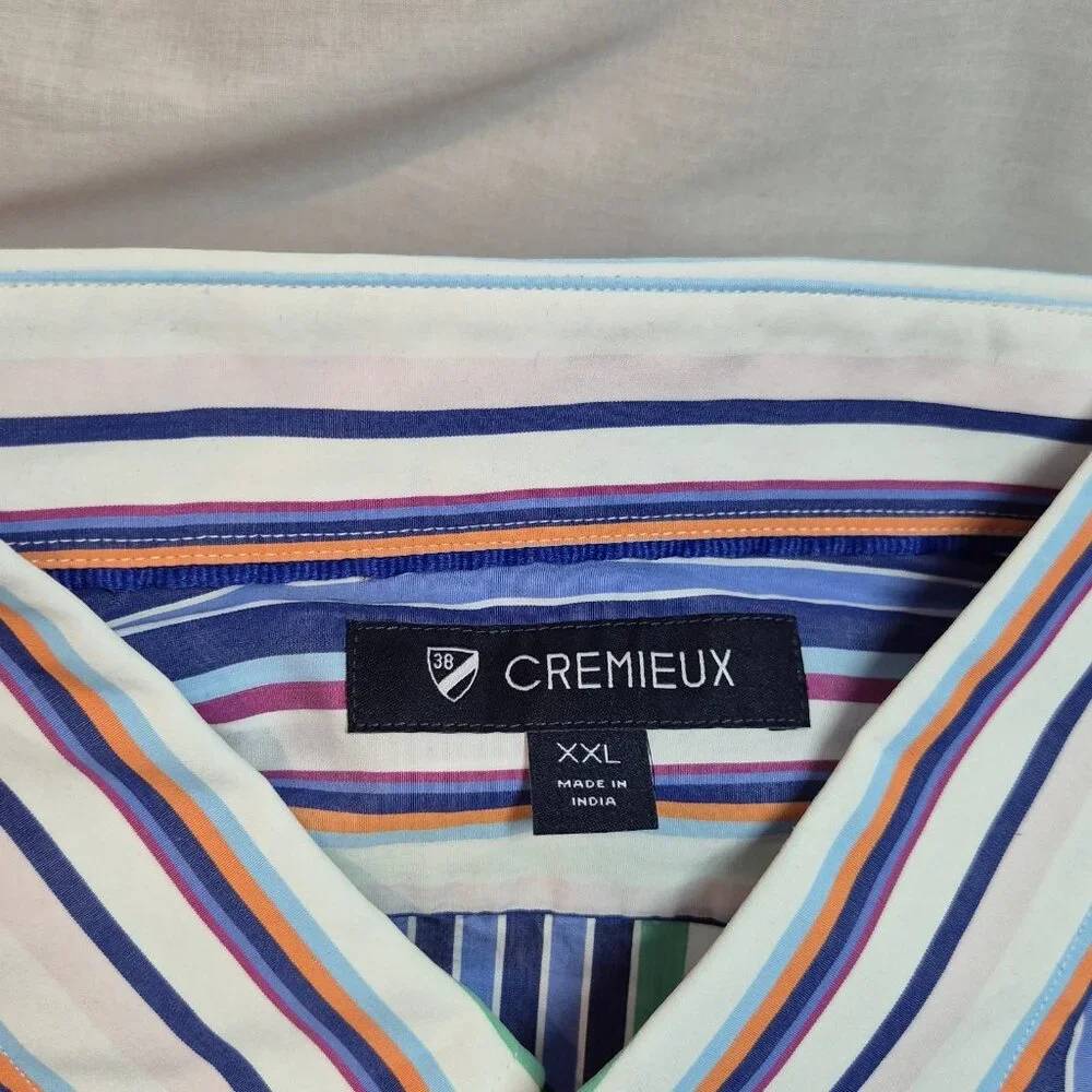 Cremieux Men's Shirt Size XXL Stripes Short Sleeve Button-Up Casual Cotton (56 - Picture 5 of 9